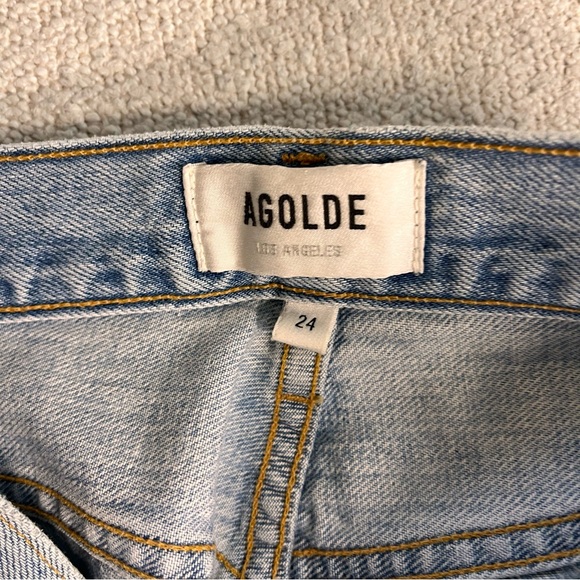 Agolde denim jeans Riley High Rise Straight Crop in Shatter / Revolve - Picture 5 of 9